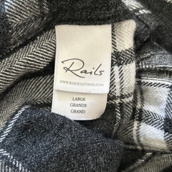 RAILS REVOLVE Hunter Long Sleeve Button Front Top Shirt Blouse Midnight Snow L - Picture 6 of 7